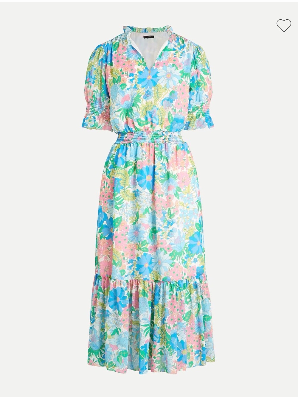 J. Crew Floral Midi Dress in Pastel Multicolor